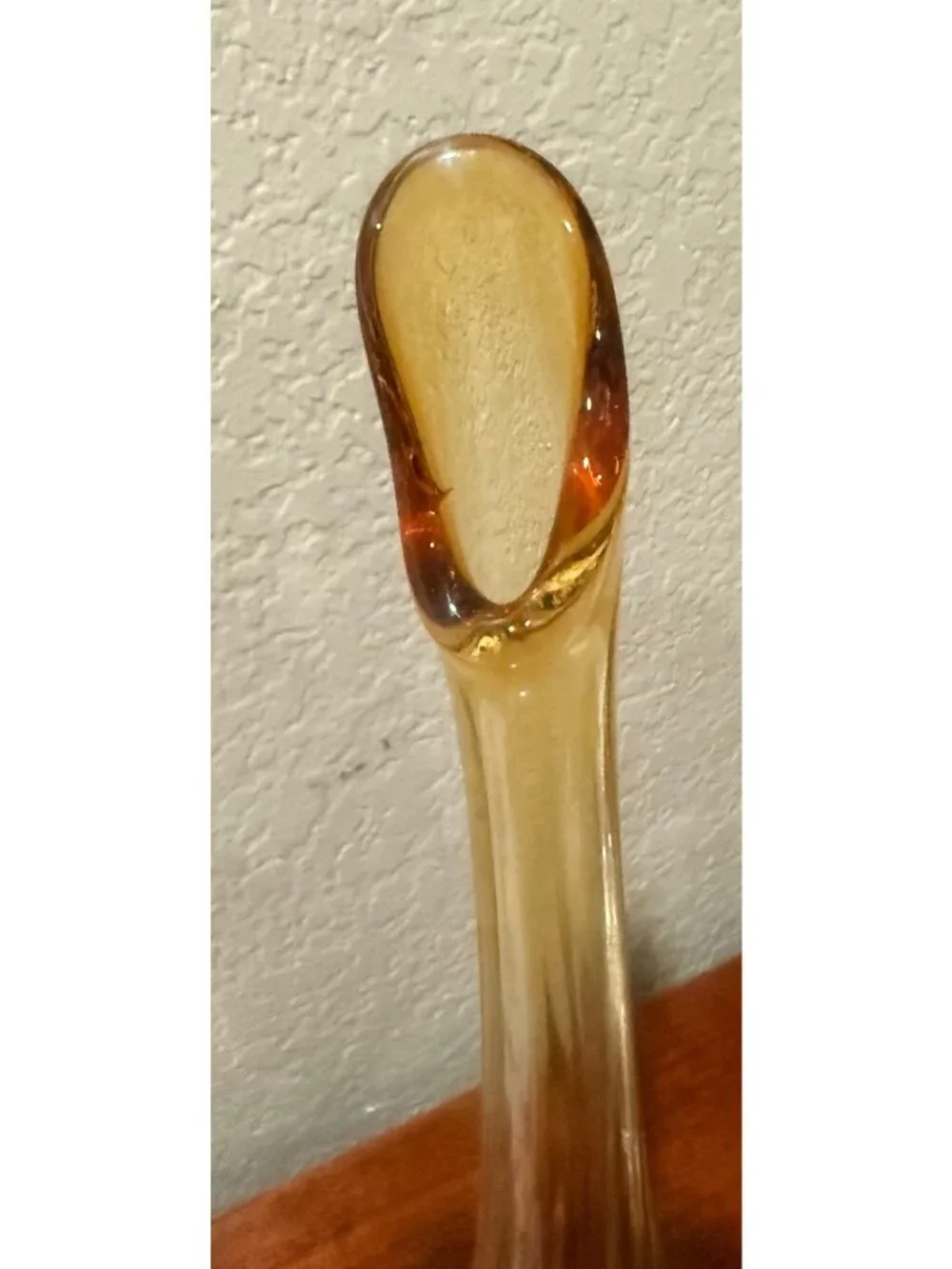 Honey Amber Fenton Thumbprint Colonial Swung MCM Vase on footed base